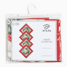 Набор новогодних салфеток Этель Рождественский венок, 40х40 см - 4 шт, хлопок, саржа  фото 4