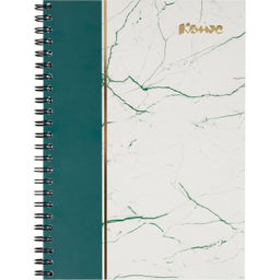 Бизнес-тетрадь А5 80л Комус МраморЗеленый клетк,80г,греб,карт,фольга,УФ-лак
