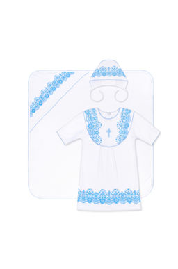 Комплект для крещения белыйголубой