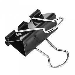 Зажим для бумаги 25мм металл, цвет - черный, набор 48 штук, в пластиковой банке д9,8см h6,1см (Китай)