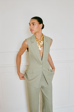 STRAIGHT-LEG LINEN BLEND TROUSERS - Zara фото 2