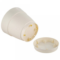 "Ingreen" Горшок для цветов пластмассовый "Villa de Fiori" 2л, д17см, h15,5см, с фиксируемым поддоном, белоснежный жасмин (Россия)