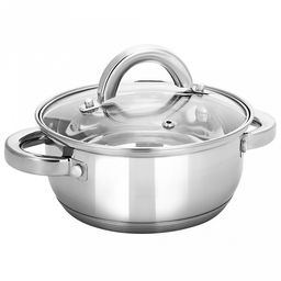 Кастрюля из нержавеющей стали "Rondy" 1,5л, д17,5см, h13см, s0,5мм, дно s3мм, стеклянная крышка, пятислойное дно, подарочная коробка, "Appetite" (Китай)