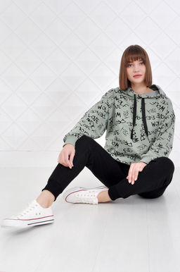 Арт. 2350 Костюм с брюками женский 44-52 (5 шт) Цвет:верх- полынь, низ-черный - Калинка фото 2