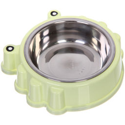 Цена за 2 шт. Миска пластиковая с металлической чашкой "Колор-Лягушка" 20*5см цвет нежно-зеленый/250мл