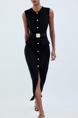 MIDI CREPE BELT DRESS - Zara фото 15