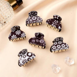 Цена за 6 шт. Крабик для волос «Шёлк», цветы, 4×2.5 см, МИКС