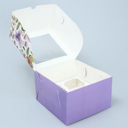 Цена за 5 шт. Коробка для капкейка, кондитерская упаковка, 4 ячейки «Самой прелестной», 16 х 16 х 10 см