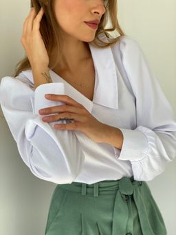 6649 Блуза с отложным воротником белая - Martichelli фото 6