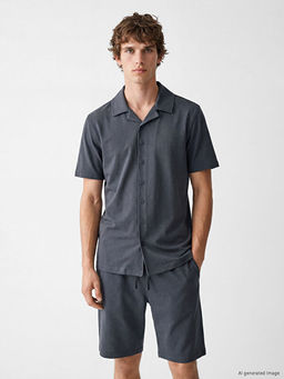 Regular Fit Erkek ?ortlu Pijama Tak?m?