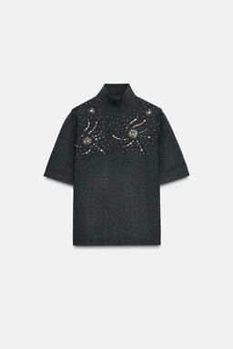 SHORT SLEEVE BEADED KNIT JUMPER - Zara фото 4