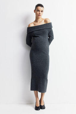MAMA Vestido off-the-shoulder en punto de canale - H&m фото 3