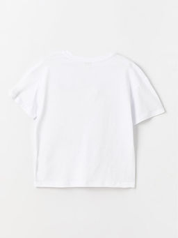 Bisiklet Yaka Bask?l? K?sa Kollu K?z ?ocuk Ti??rt - Waikiki фото 2