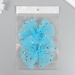 Цена за 2 шт. Декор для творчества «Бант из Фатина» голубой, 9 см (набор 2 шт.)