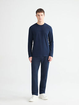 Bisiklet Yaka Uzun Kollu Bask?l? Erkek Ti??rt