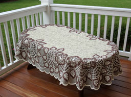 Скатерть арт. 38701/100/5, размер 100 см х 150 см, овальная, цвет: оранжево-коричневый