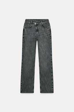 JEANS Z1975 STRAIGHT TIRO ALTO CINTURA CRUZADA / Gris oscuro - Zara фото 7