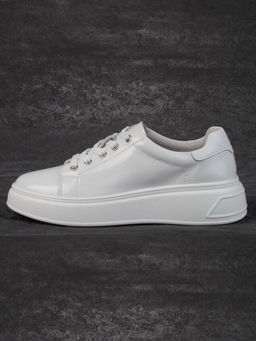 05-PDD215-2 WHITE Кроссовки женские (натуральная кожа)