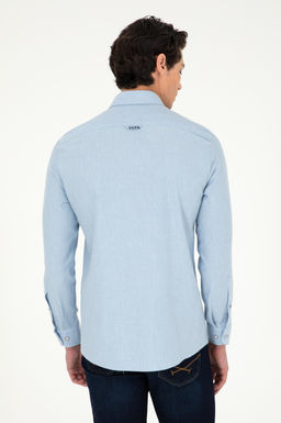 Мужская голубая базовая рубашка с длинным рукавом - U.s. polo assn фото 5