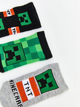 Minecraft Desenli Erkek ?ocuk Patik ?orap 5li