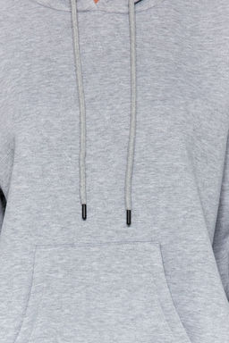 Gri Melanj Kal?n Ici Polarl? Oversize/Genis Kal?p Kapusonlu Basic Orme Sweatshirt TWOAW24SW00103