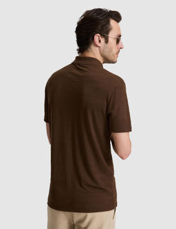Kahverengi Slim Fit Polo Yaka T-shirt
