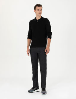 Siyah Slim Fit Fermuarl_ Polo Yaka Triko Kazak - Pierre cardin фото 4