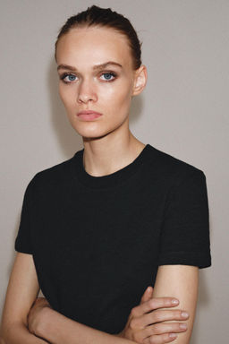 CAMISETA ALGOD?N FLAM? / Negro - Zara фото 2
