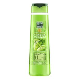 Шампунь и бальзам для волос Чистая линия 2 в 1 Фитокератин, с хмелем и репейным маслом, 400 мл
