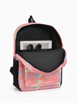 Рюкзак школьный на молнии, с карманами, с принтом, размер 30?13?42 см, тёмно-синий/чёрный