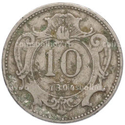 Монета 10 геллеров 1894 года Австрия