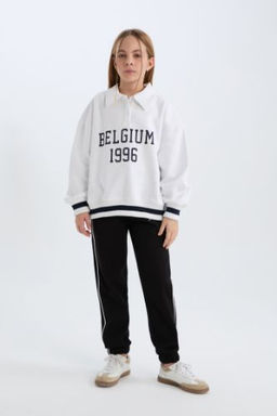 K?z Cocuk Beli Lastikli Bask?l? Pamuklu Jogger Esofman Alt?