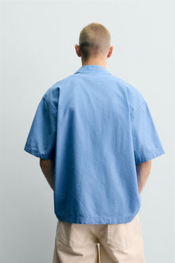 CAMISETA TEXTOS ESTAMPADOS MEZCLA LINO / Azul?n - Zara фото 3