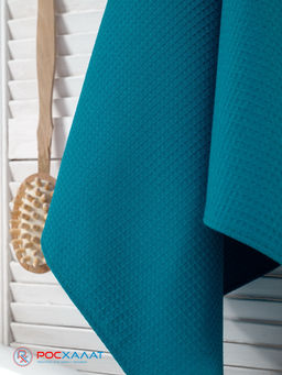 Однотонное вафельное полотенце темно-бирюзовое ПВ-01 (23) 70х140