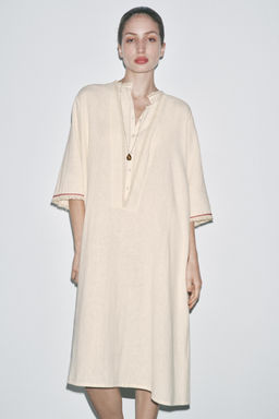 LIMITED EDITION CONTRAST LINEN BLEND KAFTAN - Zara фото 2
