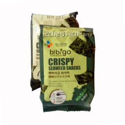 Блок (3 уп. по 5 г) Хрустящая морская капуста со вкусом приправы васаби Bibigo CJ, Корея, 5 г х 3 шт. Акция
