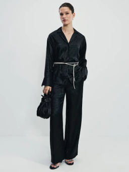 Прямые брюки из блестящей ткани / Zarina