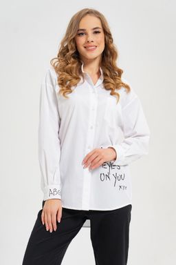 рубашка из тонкого хлопка в стиле OVERSIZE    с кокеткой на спине - А+б коллекция фото 14