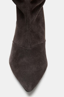 SPLIT SUEDE KITTEN HEEL BOOTS - Zara фото 14