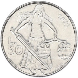 Монета 50 лир 1973 года Сан-Марино