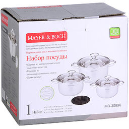 30996 Набор посуды 7пр 1,7+2,6+3,5 л MB (х4) - Mayer&boch фото 4