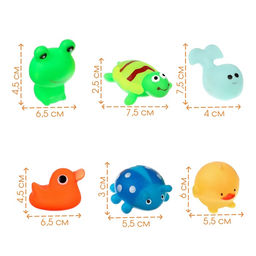 Резиновые игрушки для ванны Крошка Я «Весёлые животные», с пищалкой, в наборе 6 шт.
