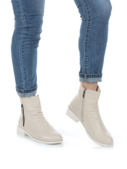 01- CHL41-3 BEIGE Ботинки демисезонные женские (натуральная кожа, байка)