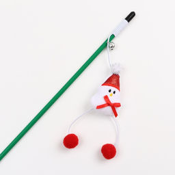 Дразнилка-удочка для кошек с бубенчиком Снеговик, 40 см - Пижон фото 2