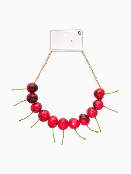 Колье на цепочке «Вишня», L=40 см, красное в золоте