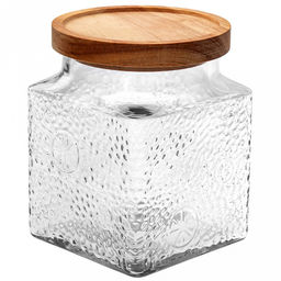 Банка стеклянная прижимная крышка Фреш 1,1л, 11х11см h14см, деревянная крышка с уплотнителем, д/горла - 9,5см, основание - 10,3х10,3см, цветная коробка (Китай)