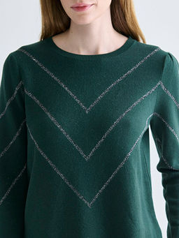 Bisiklet Yaka ?izgili Kad?n Triko Kazak