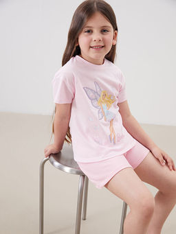 Bisiklet Yaka Barbie Bask?l? K?z ?ocuk Ti??rt