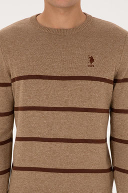Erkek Slim Fit Bisiklet Yaka Haki Kazak - U.s. polo assn фото 6