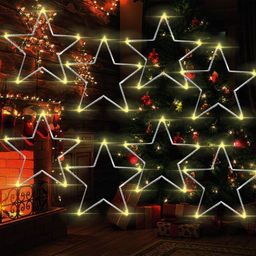 Гирлянда штора Роса -светлячкиЗвезда тепло желтое свечение ,7 режимов свечения ,8 фигур, 3х0.75м , - Family фото 3